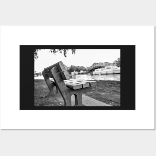 Bench overlooking the River Bure in the Norfolk village of Wroxham Posters and Art